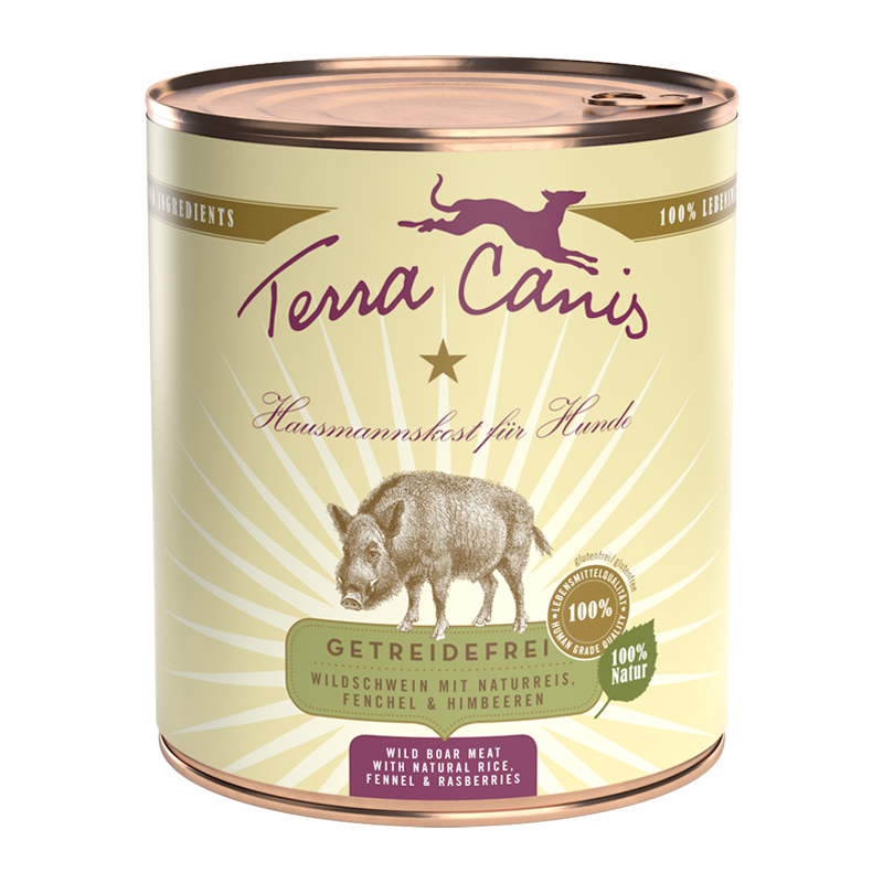 Terra Canis Hundenassfutter Terra Canis Classic Adult 6x800g Wildschwein mit Naturreis, Fenchel & Himbeeren