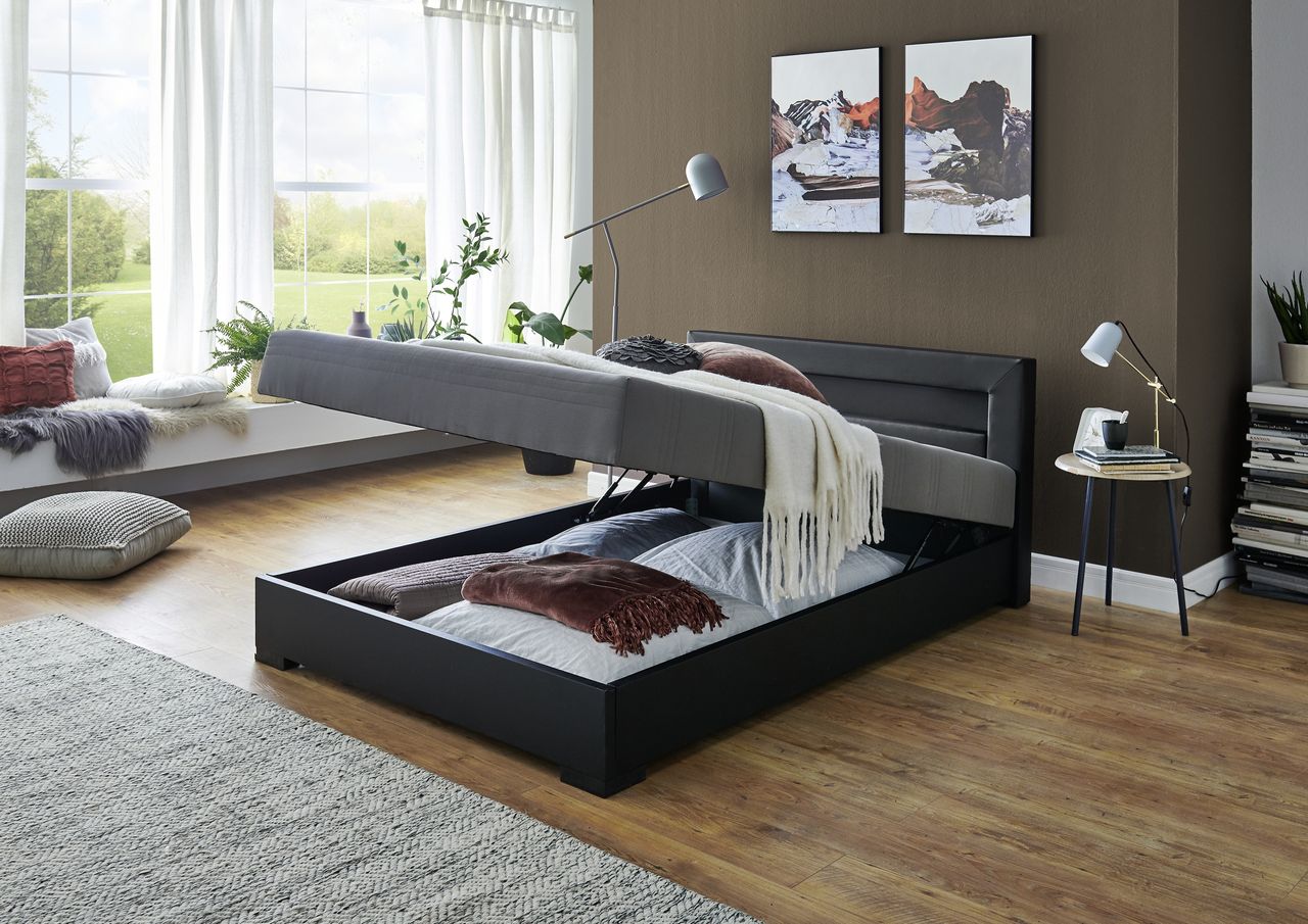 Relita Boxbett MINA mit LED schwarz 140x200