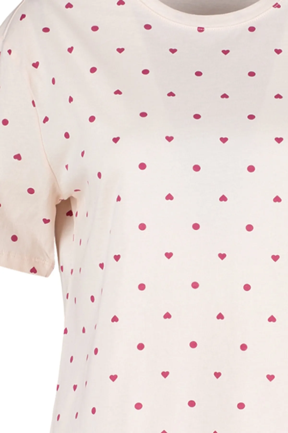 Trendyol Collection  Hellrosa Pyjama-Set aus T-Shirt und Shorts mit Herzmuster, 100 % Baumwolle, Strick THMSS21PT1485