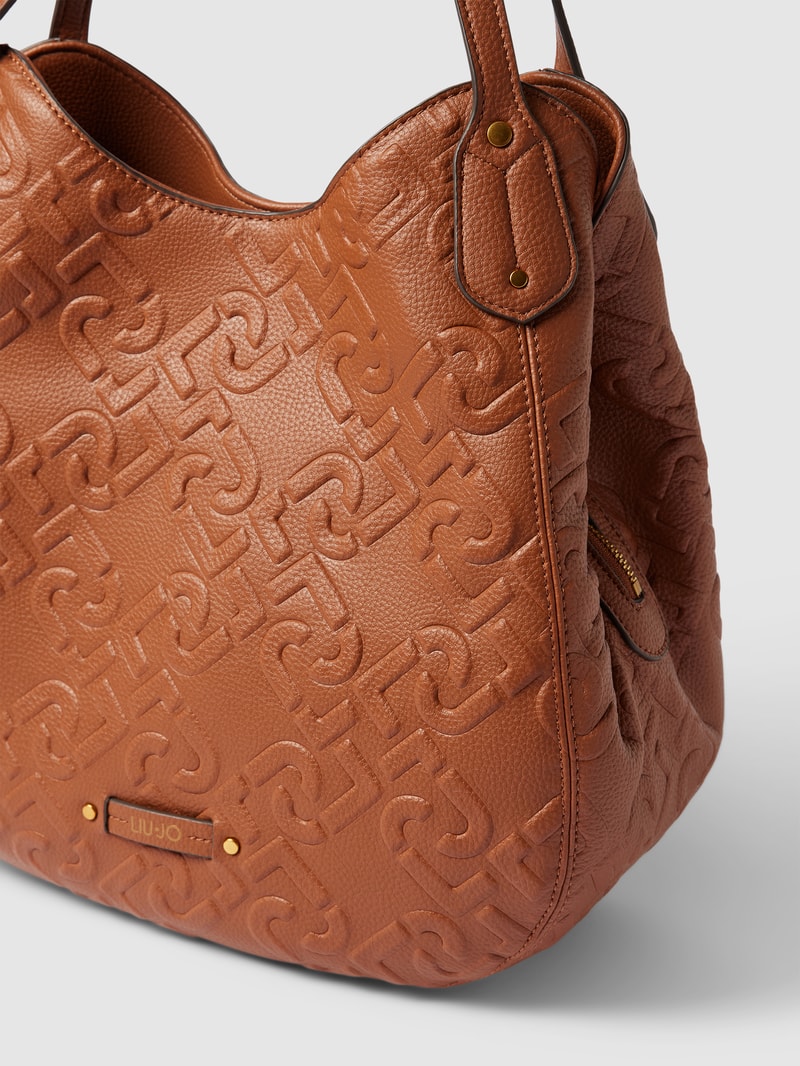 Hobo Bag mit Label-Details Modell 'ADONIDE' in cognac