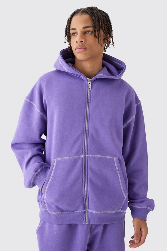 Oversize Hoodie mit Kontrast-Naht und Reißverschluss