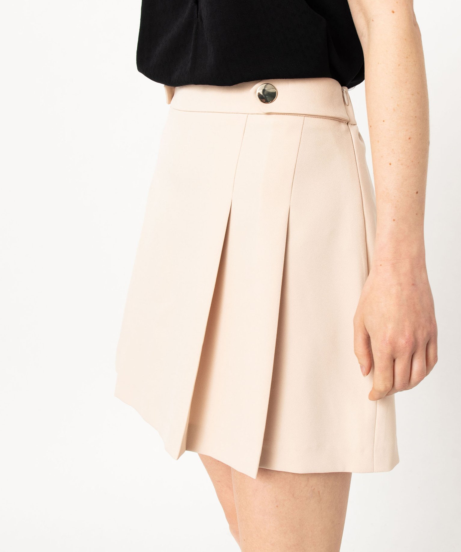 Jupe courte à plis femme beige | GEMO