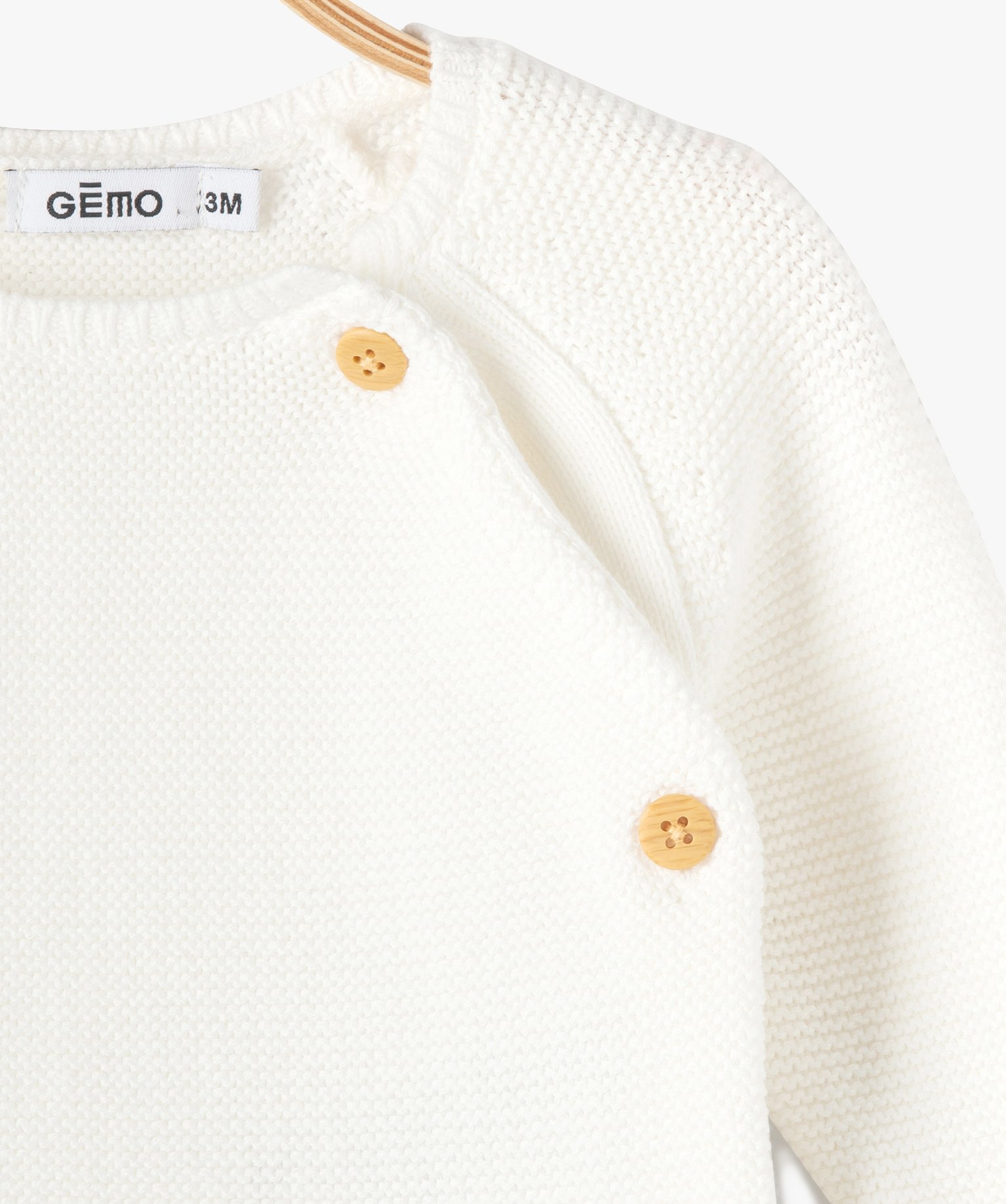 Gilet brassière bébé uni en maille fantaisie ecru | GEMO