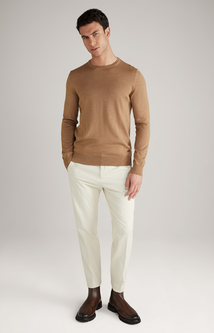 Merinowoll-Pullover Denny in Dunkelbeige