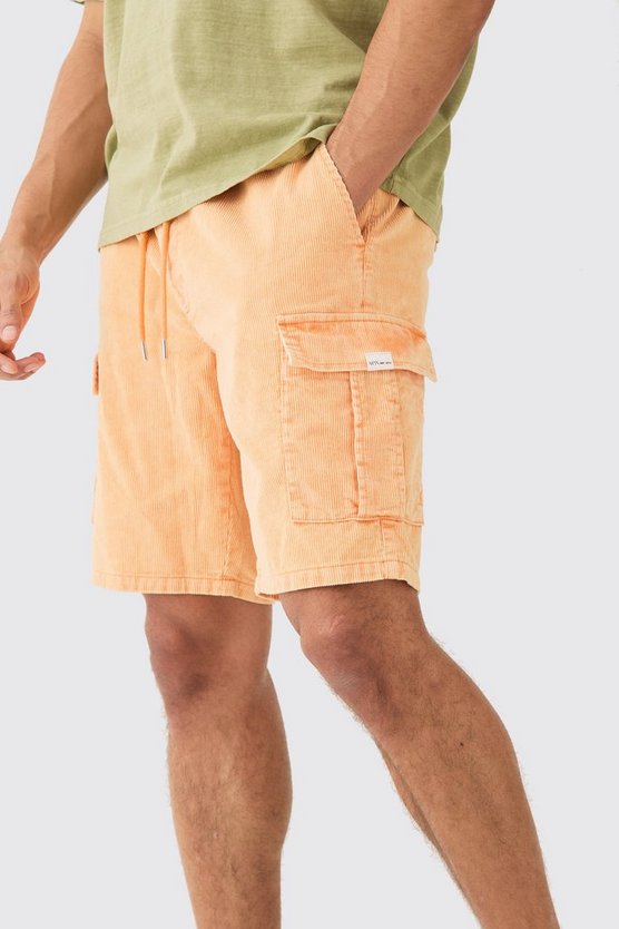 Lockere Cargo-Shorts mit elastischem Bund und Acid-Waschung