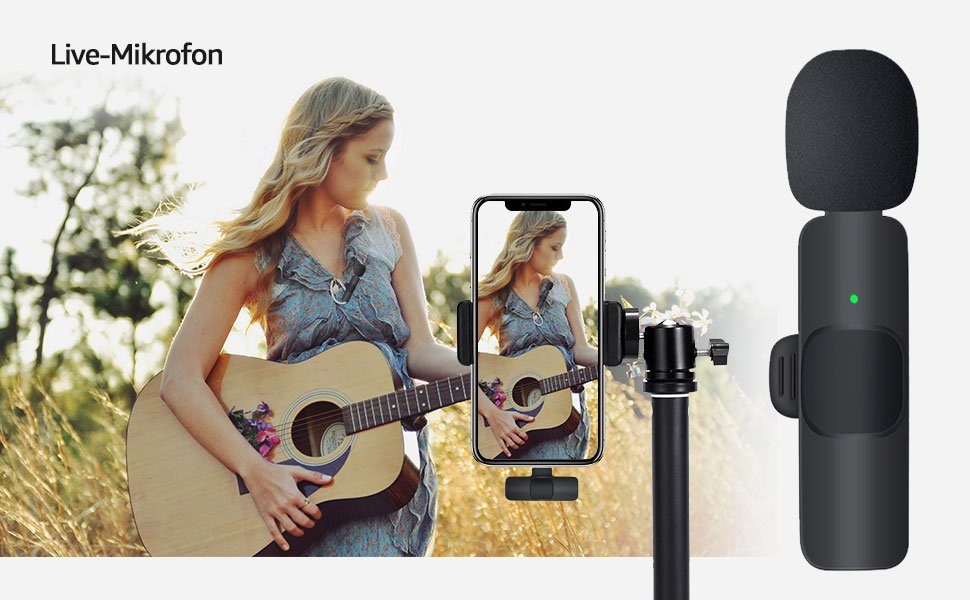 7Magic Streaming-Mikrofon Lavalier Mikrofon Kein Bluetooth oder App, Kabellos Handy Ansteckmikrofon. Rauschunterdrückung