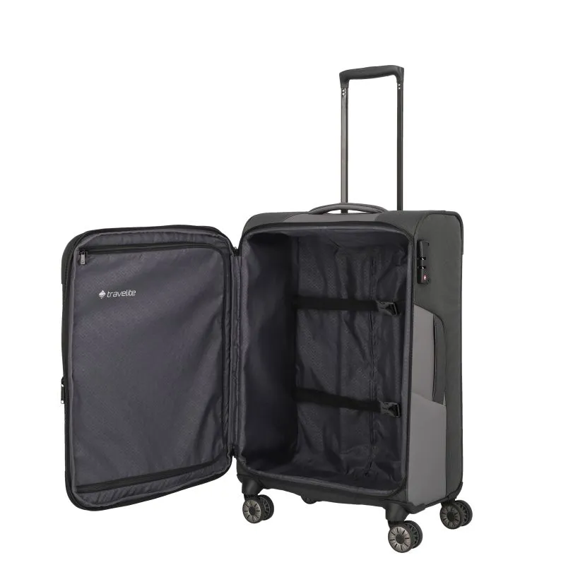 Travelite VIIA Kofferset 4 Rollen Größe L\/M\/S + Reisetasche - Schiefer