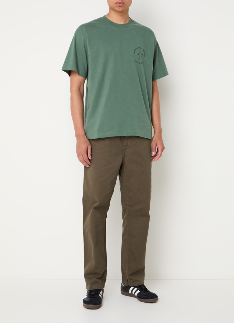Pantaloni Carhartt WIP Flint din bumbac organic, croială dreaptă cu buzunare laterale.