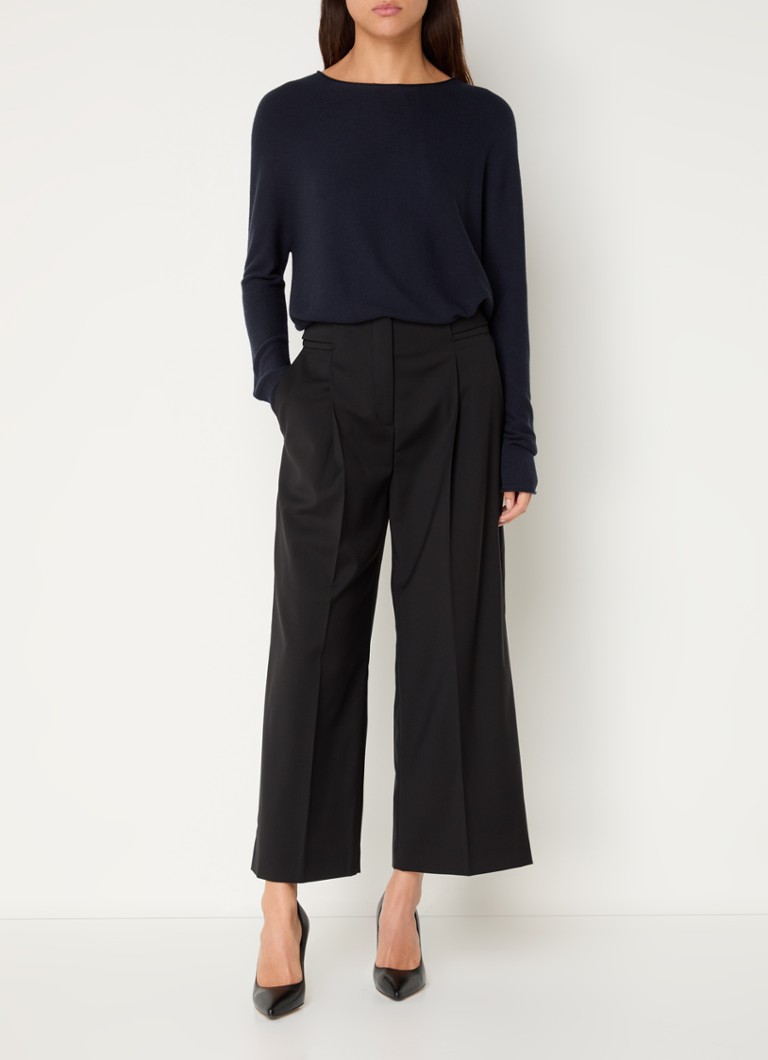 Pantaloni HUGO BOSS Tamania din lână virgină, croială lejeră cu buzunare laterale.