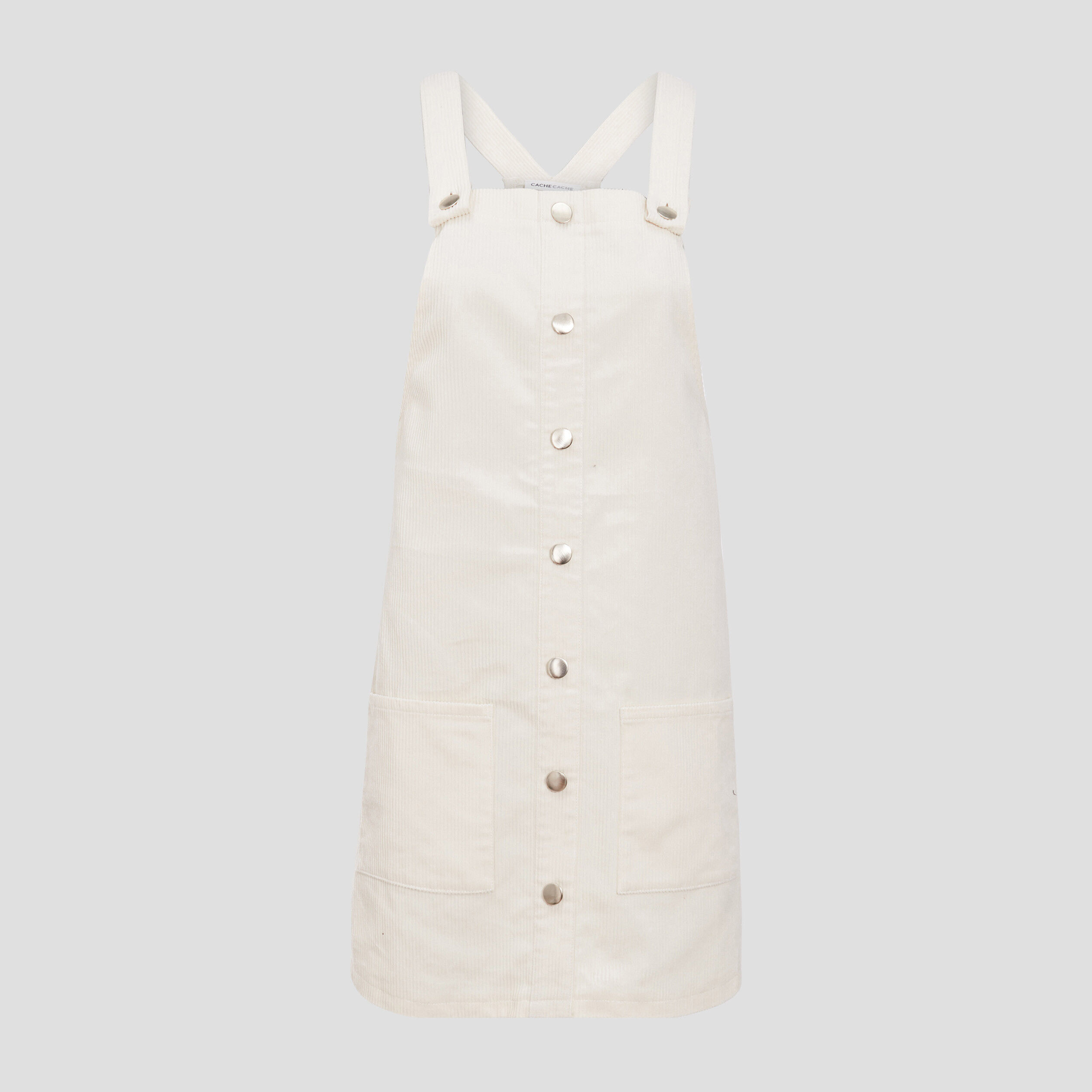 Robe salopette droite velours ivoire femme | Cache Cache