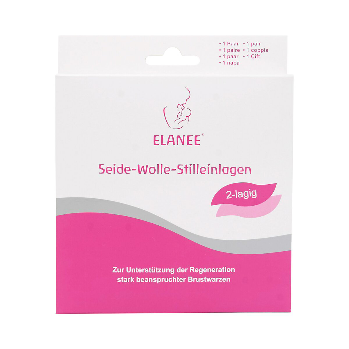 2er-Pack Stilleinlagen aus Merinowolle und Naturseide, 2-lagig, waschbar