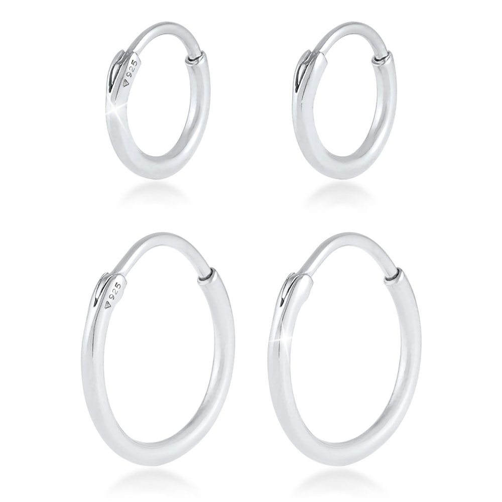 KUZZOI KUZZOI Boucles d'Oreilles Herren Creolen Set Duo Basic 925 Silber Boucles d'oreilles