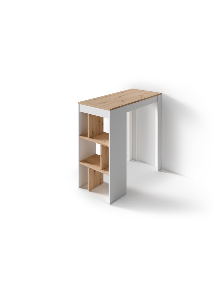 byLiving Bartisch Moby in Weiß / Artisan Eiche - (B) 110 x (H) 104 x (T) 50 cm günstig kaufen onesize