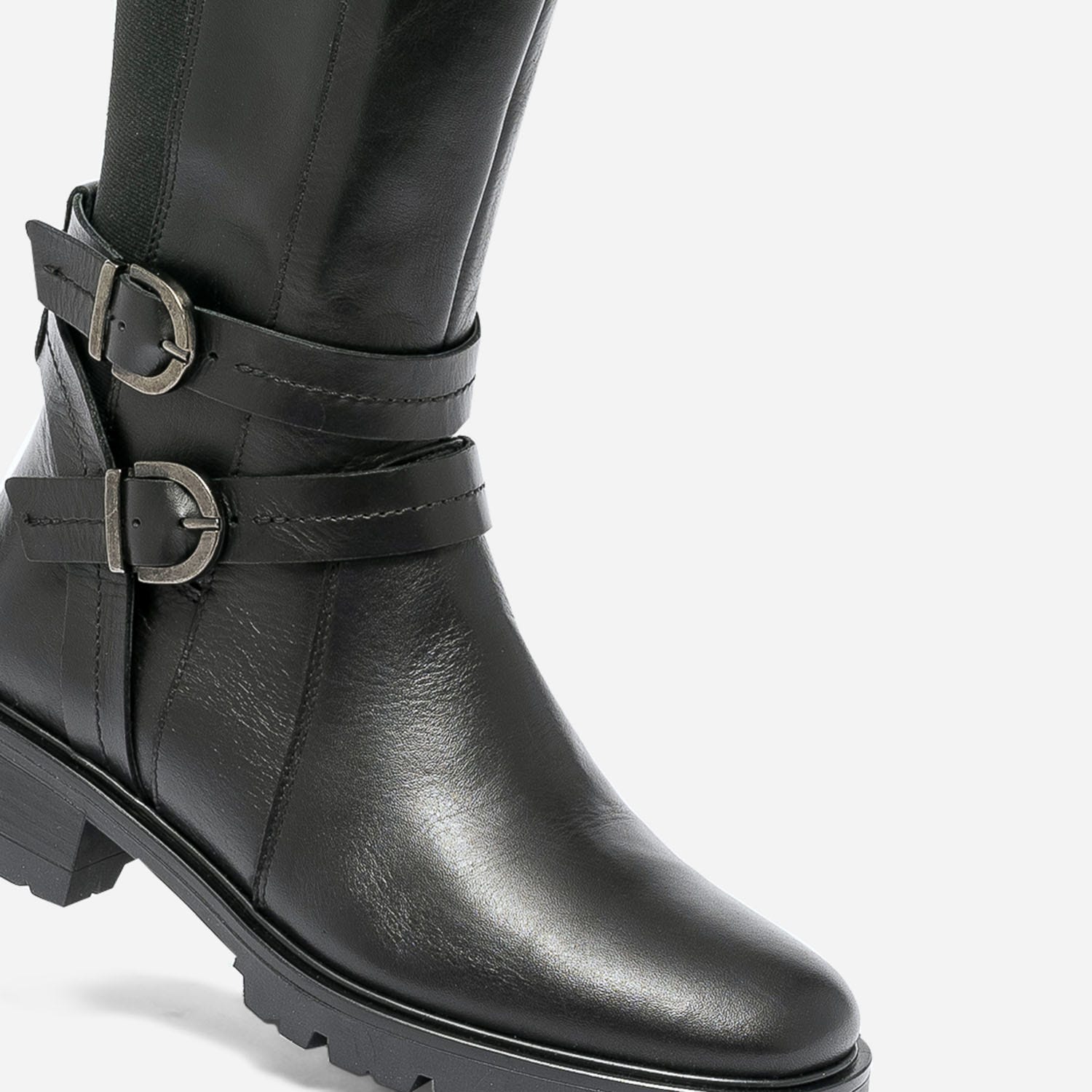 Botte TEXTO noire élastiquée en cuir
