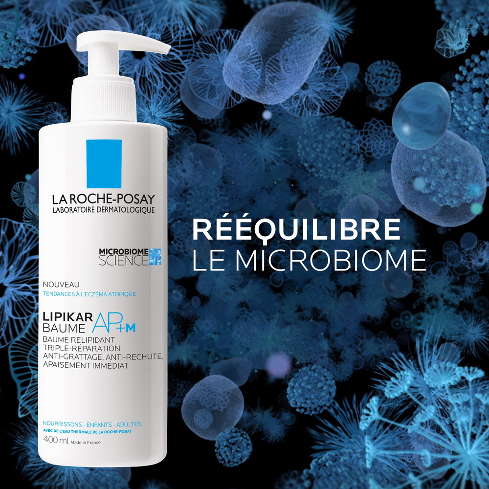 La Roche-Posay Lipikar Baume AP+M relipidant triple réparation 400ml Baume texture crème pour peaux sèches àtendance eczema atopique