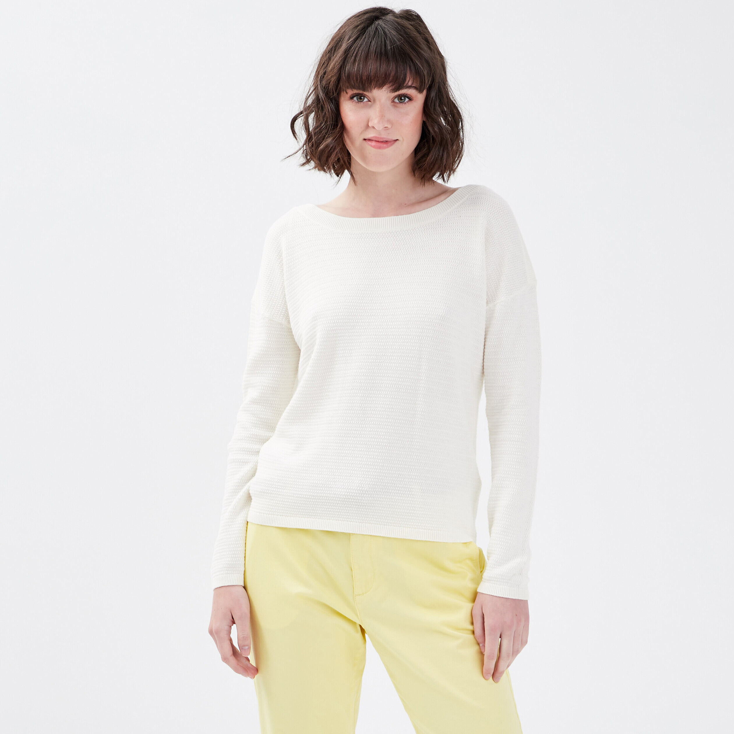 Pull avec col bateau ecru femme | Cache Cache