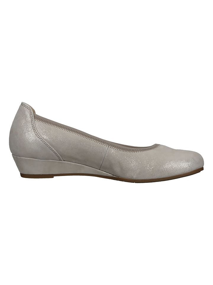 Gabor Leder-Keilballerinas in Grau günstig kaufen