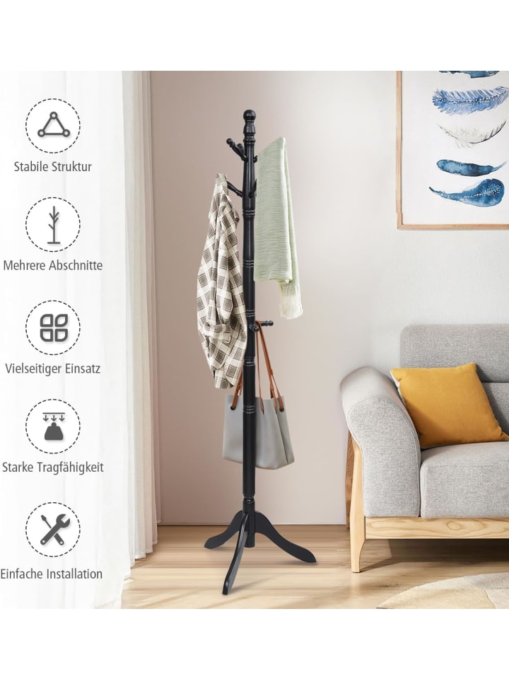 COSTWAY 175 cm Garderobenständer in Schwarz günstig kaufen onesize