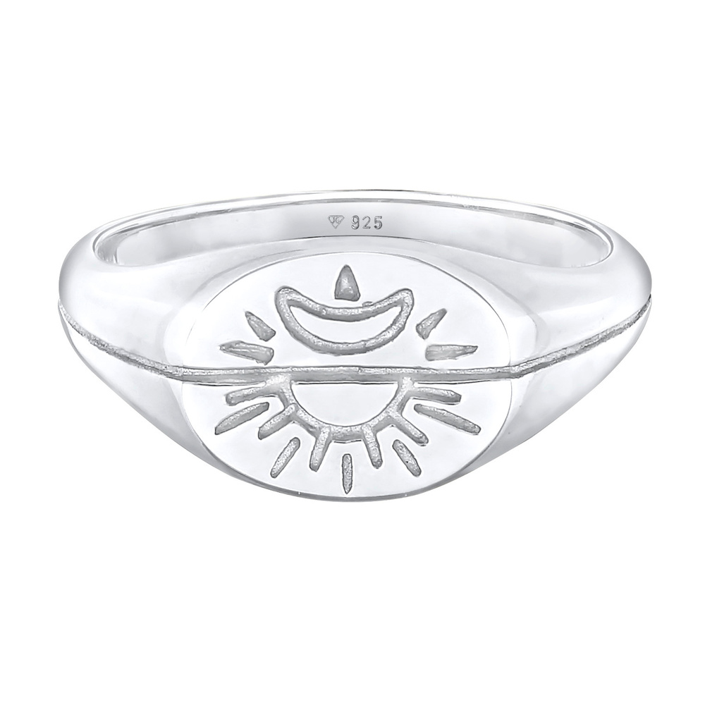 Elli Elli Bague Bague Signet Femme Soleil Lune Astro Boho Trend Blogger en argent ster Bague