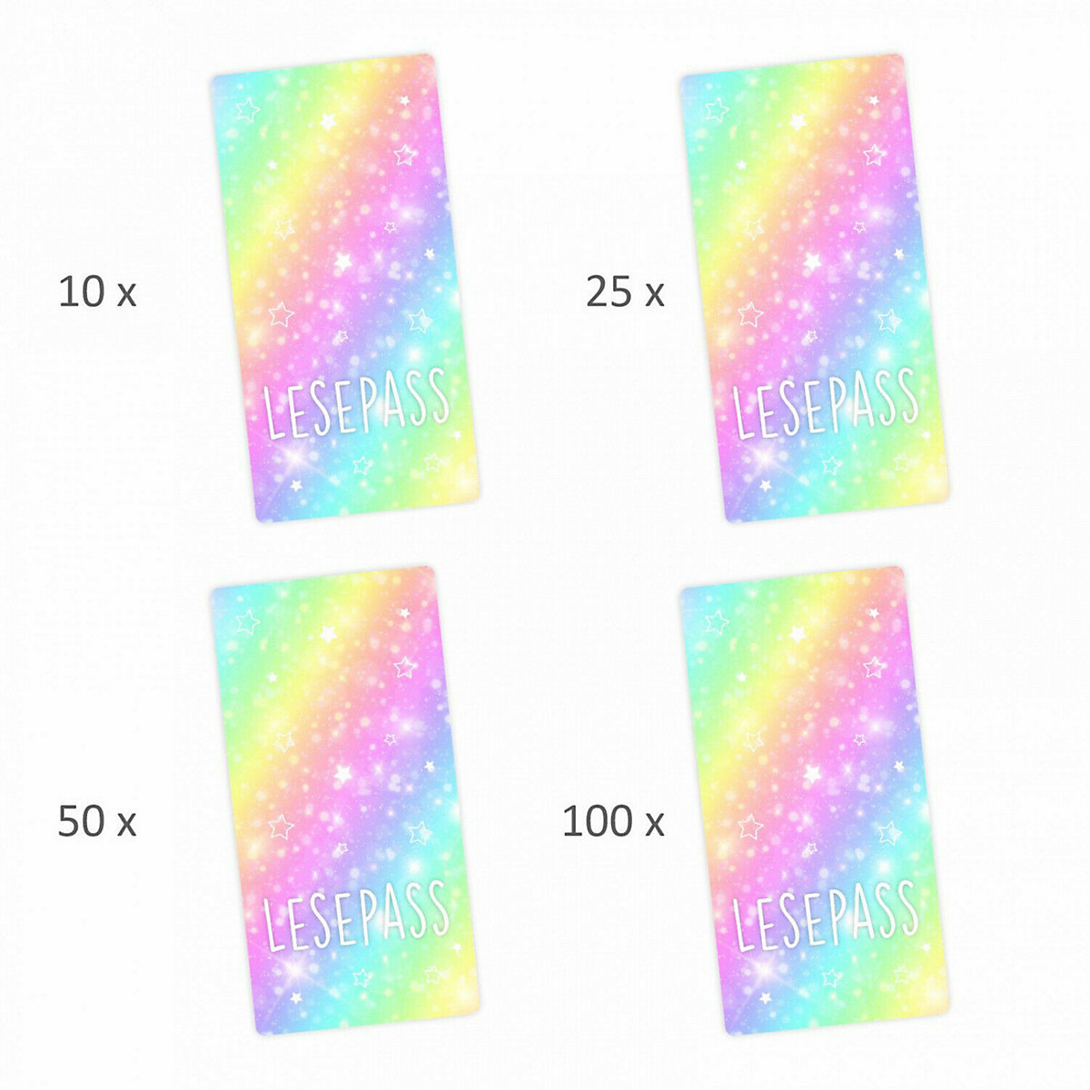 Lesepass Regenbogen Lesezeichen zum lesen üben Grundschule 10-100 Stück Lesezeichen