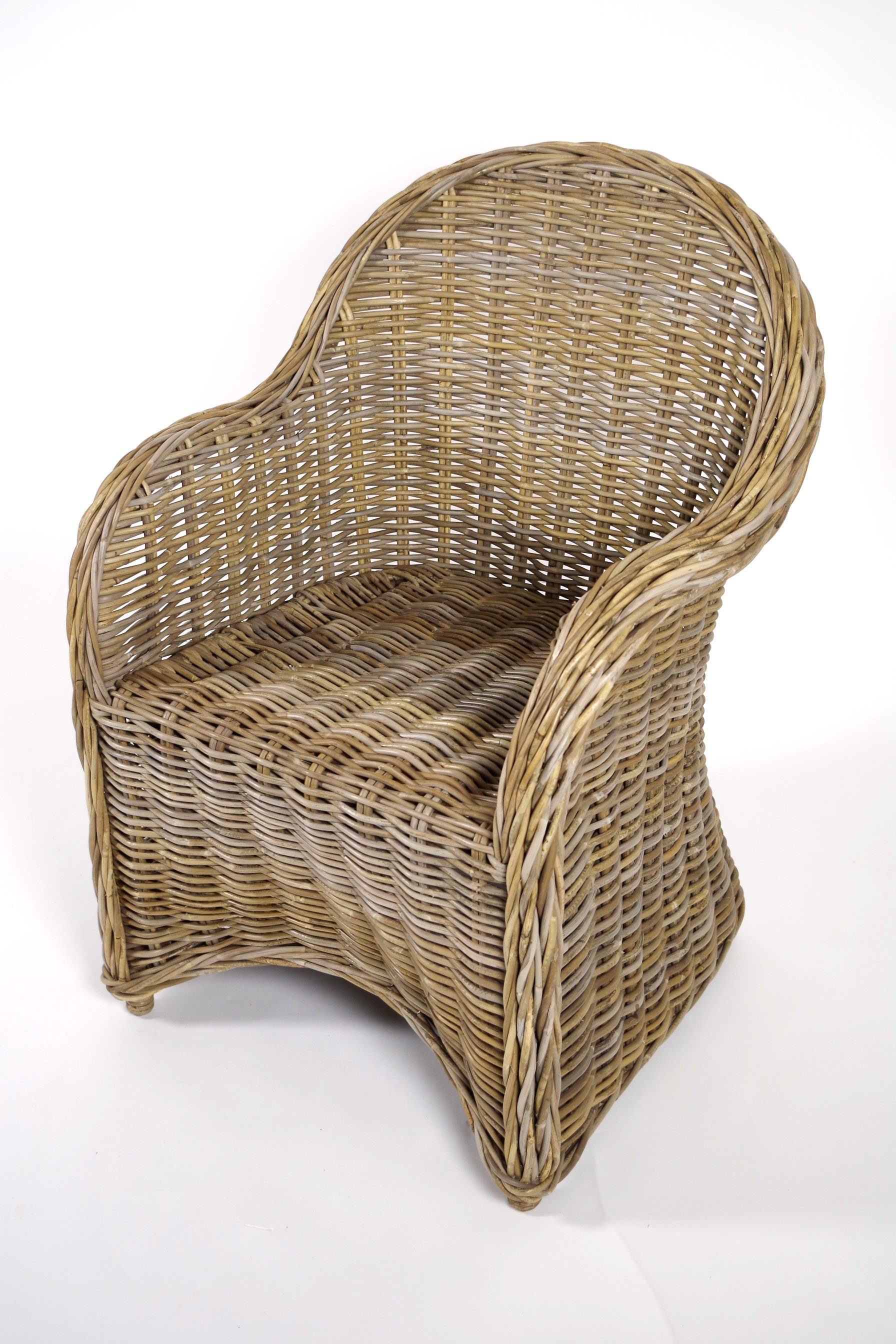 Kobolo Rattanstuhl BOSTON NEW Sessel aus Rattan grau (kubu grey)