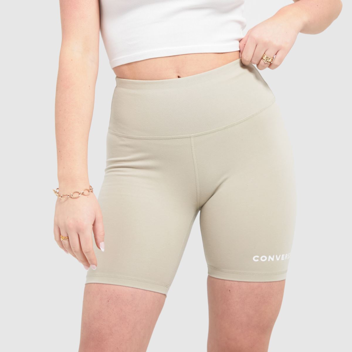 Converse – Stenfärgade cykelshorts med ordmärke
