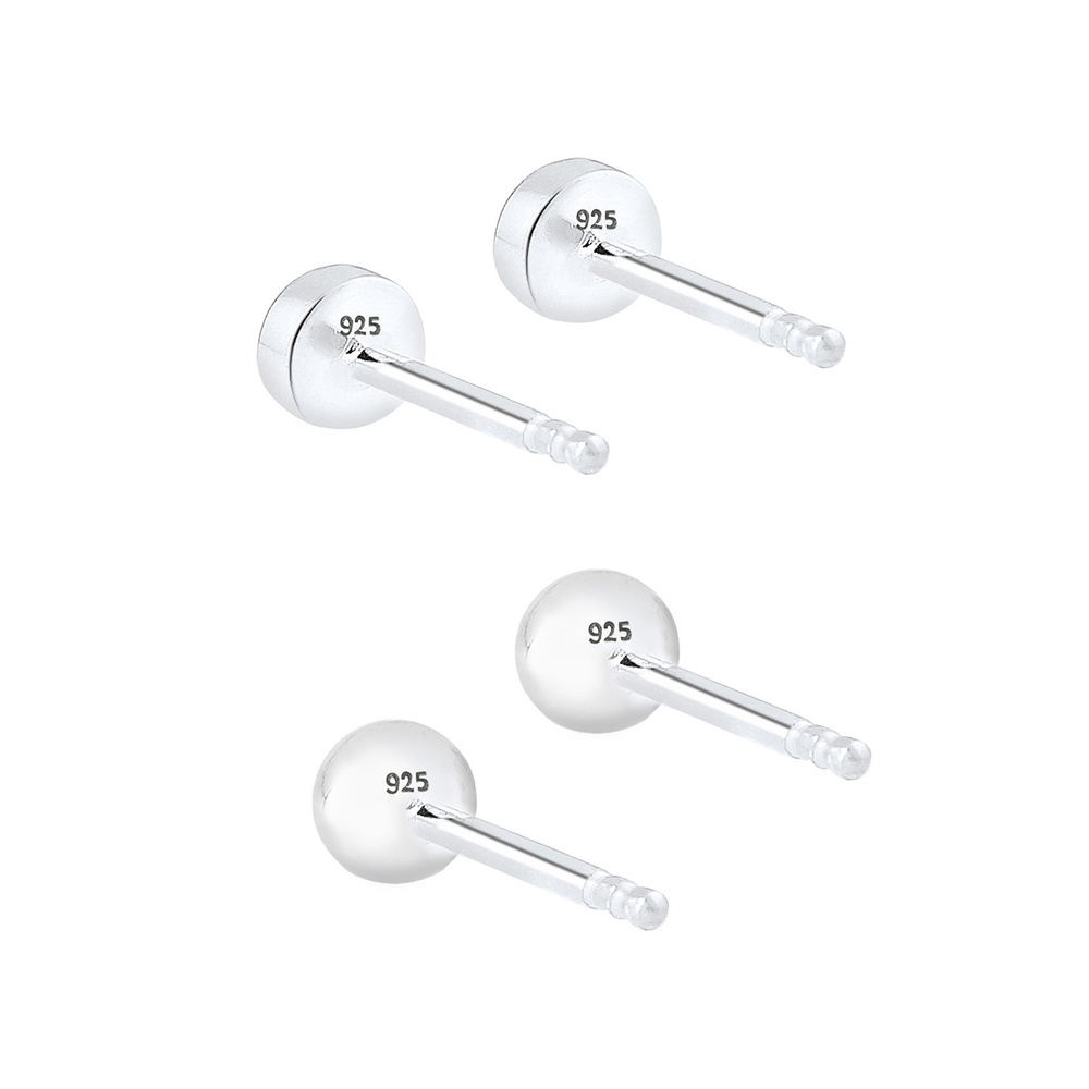 Elli Elli Boucles d'Oreilles Basic Set Kugel Edelstein 925 Sterling Silber Boucles d'oreilles