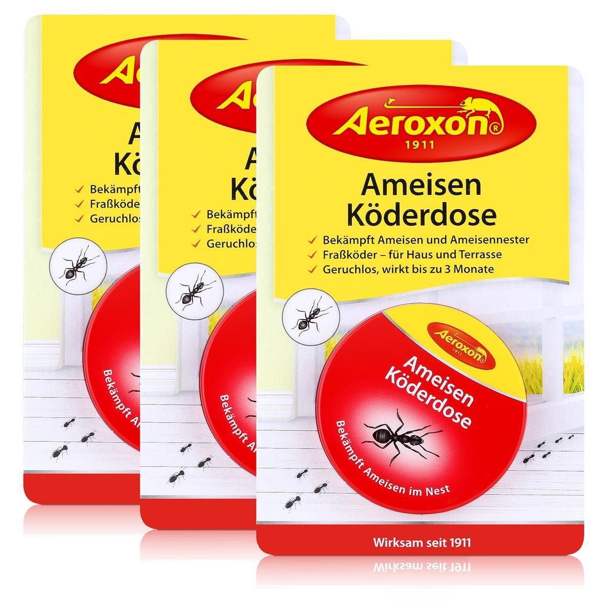 Aeroxon Insektenfalle Aeroxon Ameisen Köderdose - Fraßköder für Haus und Terrasse (3er Pack)