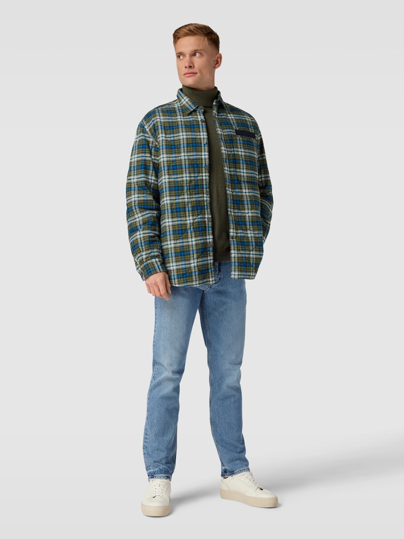 Freizeithemd mit Tartan-Karo in olivgrün