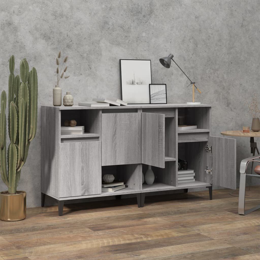 vidaXL Anrichte Sideboards 2 Stk Grau Sonoma 60x35x70 cm Holzwerkstoff
