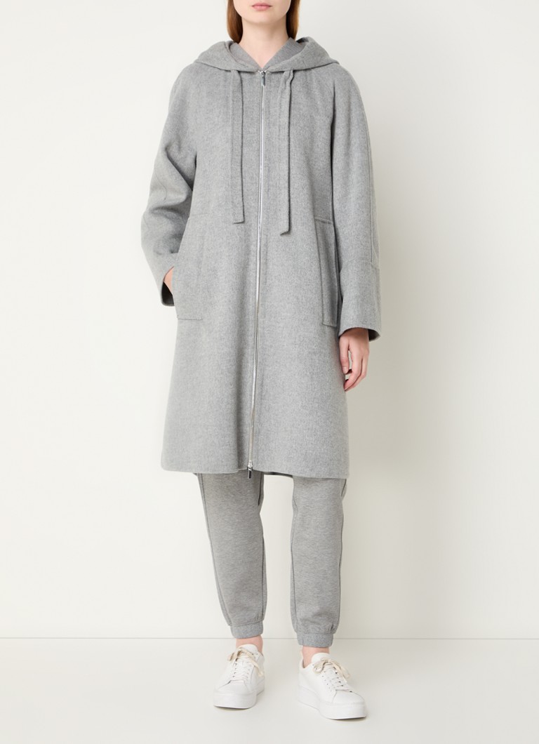 MaxMara  Felpi mantel van scheerwol met capuchon en steekzakken