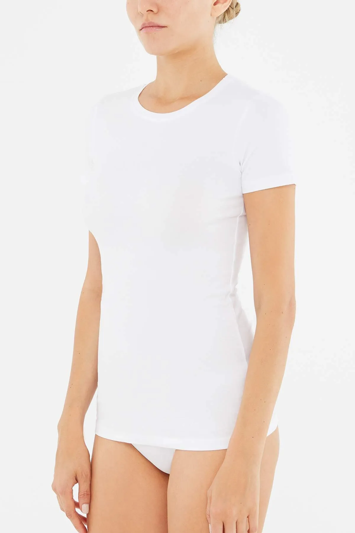 Dagi  Weißes Baumwoll-T-Shirt mit Rundhalsausschnitt