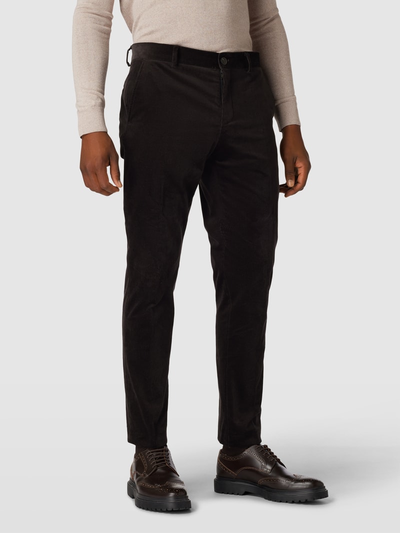 Slim Fit Anzug mit Strukturmuster Modell 'BOE' in dunkelbraun
