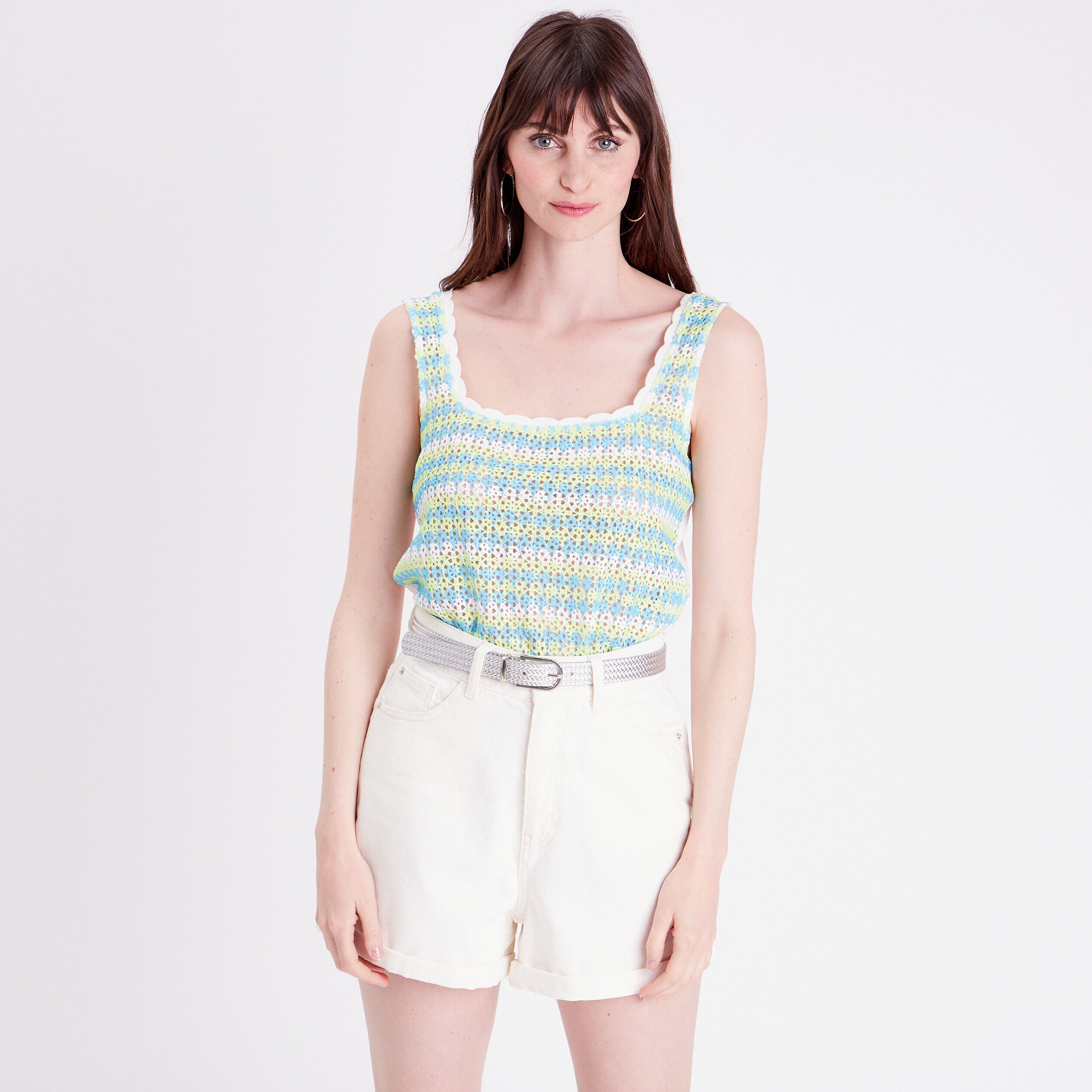 Débardeur crochet vert fluo femme | Cache Cache