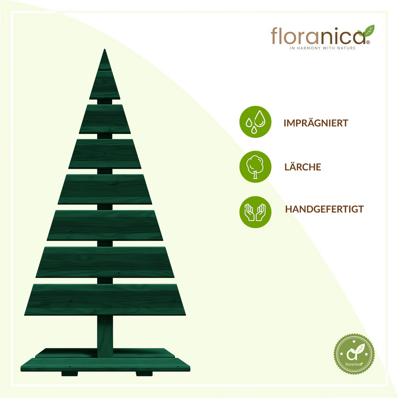 Pemicont Floranica Holz-Weihnachtsbaum Natur Dekobaum Tanne 90x45cm Weihnachtsdekoration Grün