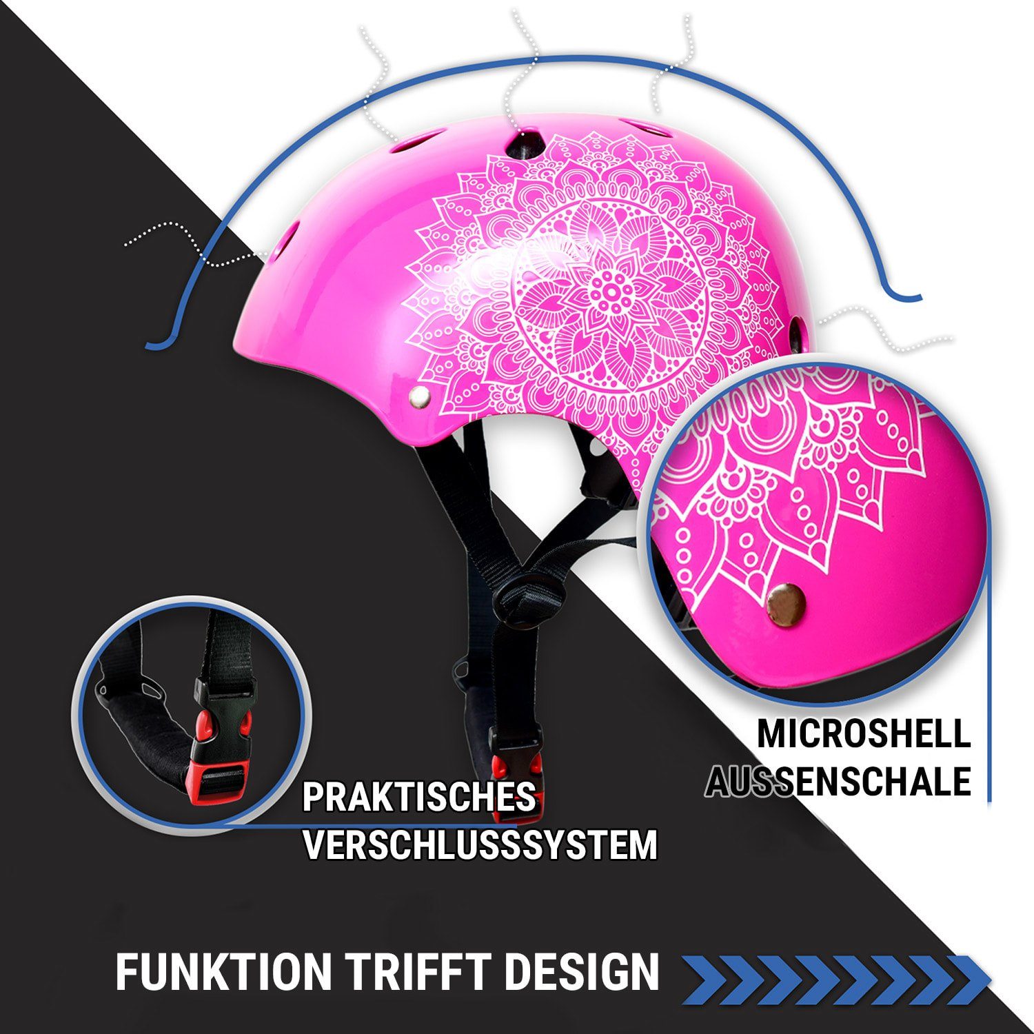 Skullcap Fahrradhelm PINK MANDALA S