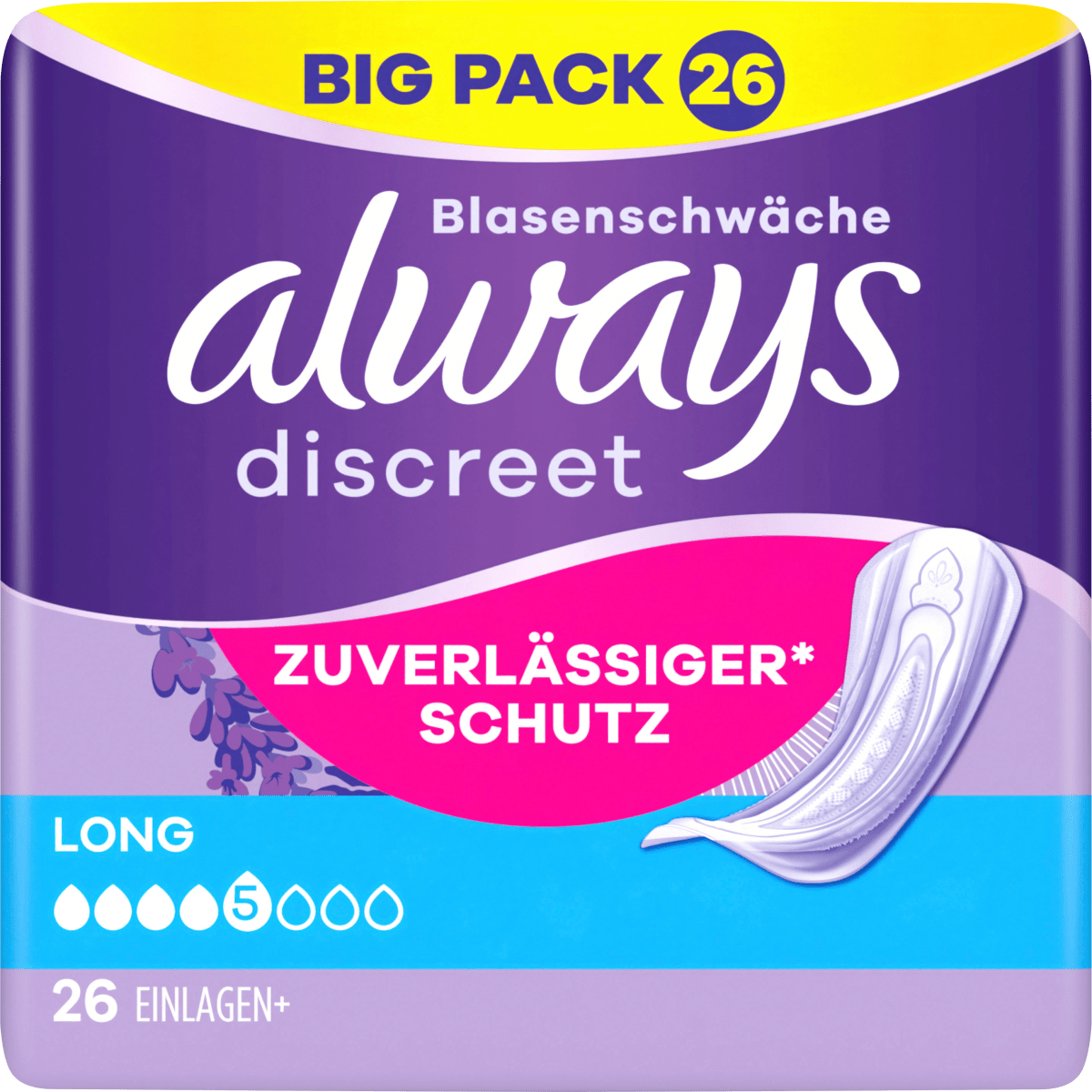 discreet Einlagen Inkontinenz Long Big Pack, 26 St