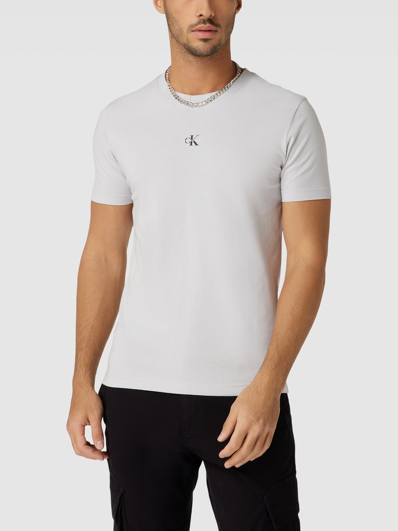 T-Shirt mit Logo-Print in hellgrau