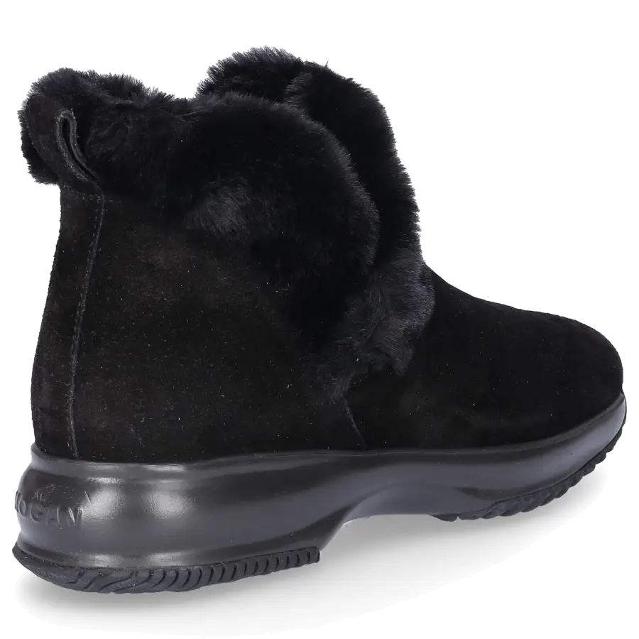Hogan - Stiefeletten INTERACTIVE SLIPON Veloursleder Fellschaft schwarz - schwarz