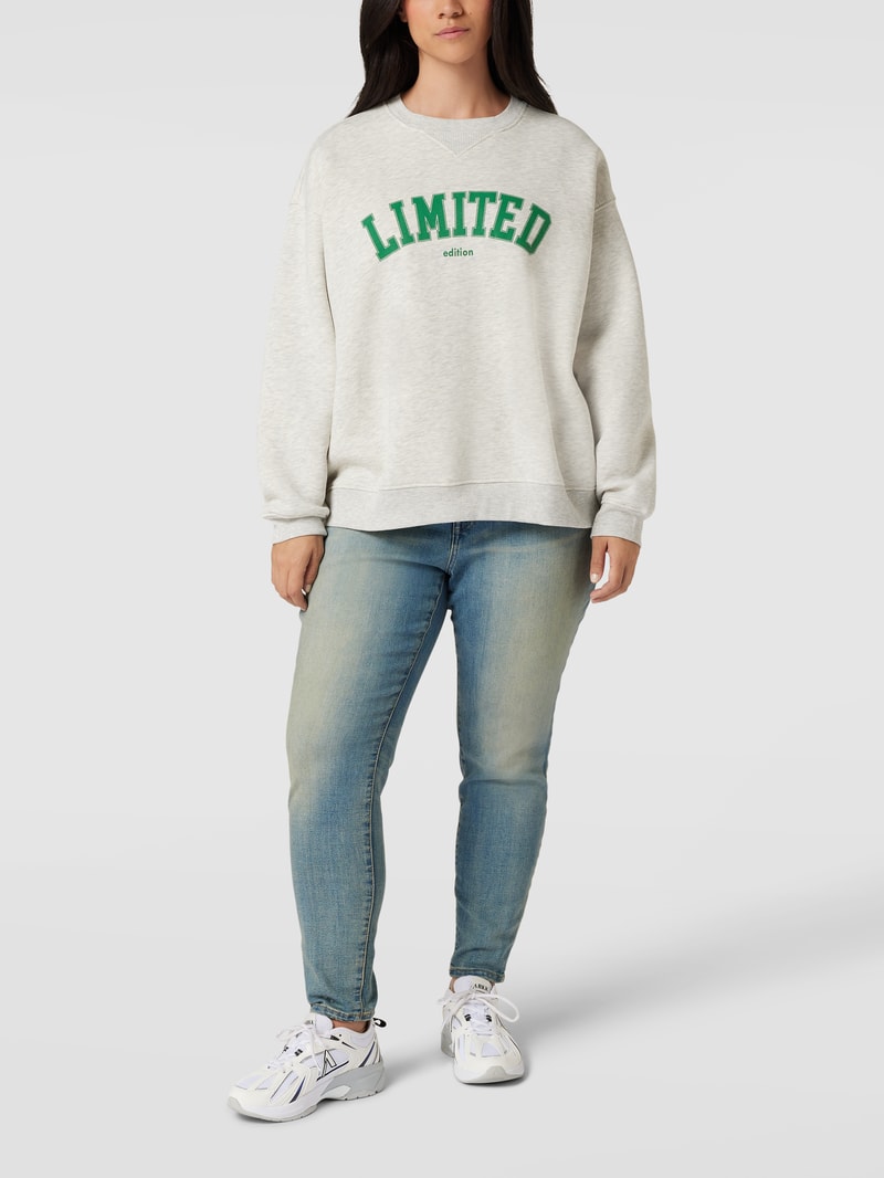 PLUS SIZE Tapered Fit Jeans mit Label-Patch Modell 'ANKLE-SKINNY' in jeans
