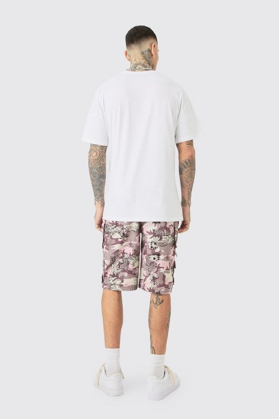 Tall weißes T-Shirt mit Members Club Worldwide Print