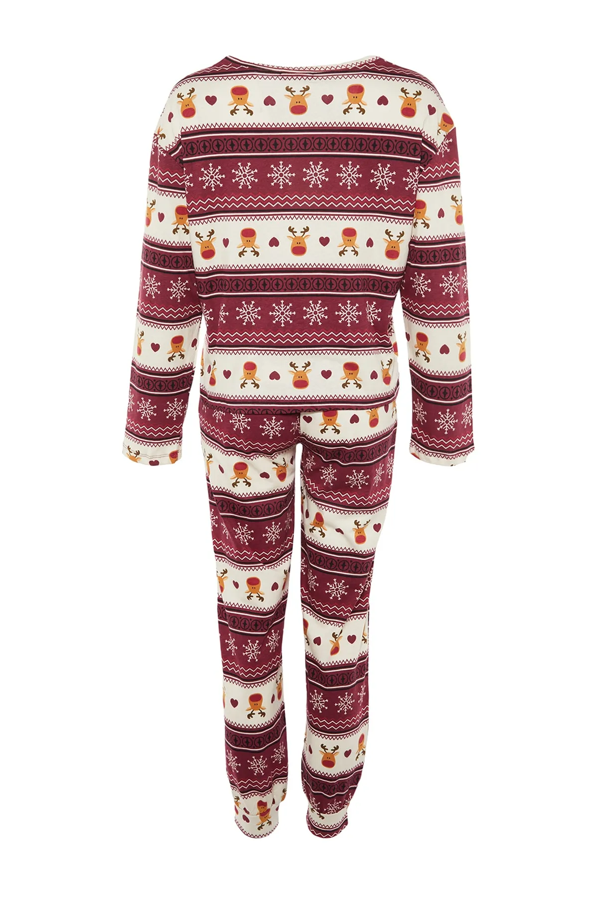 Trendyol Collection  Mehrfarbiges, gemustertes Strick-Pyjama-Set aus 100 % Baumwolle mit Weihnachtsmotiv THMAW23PT00315