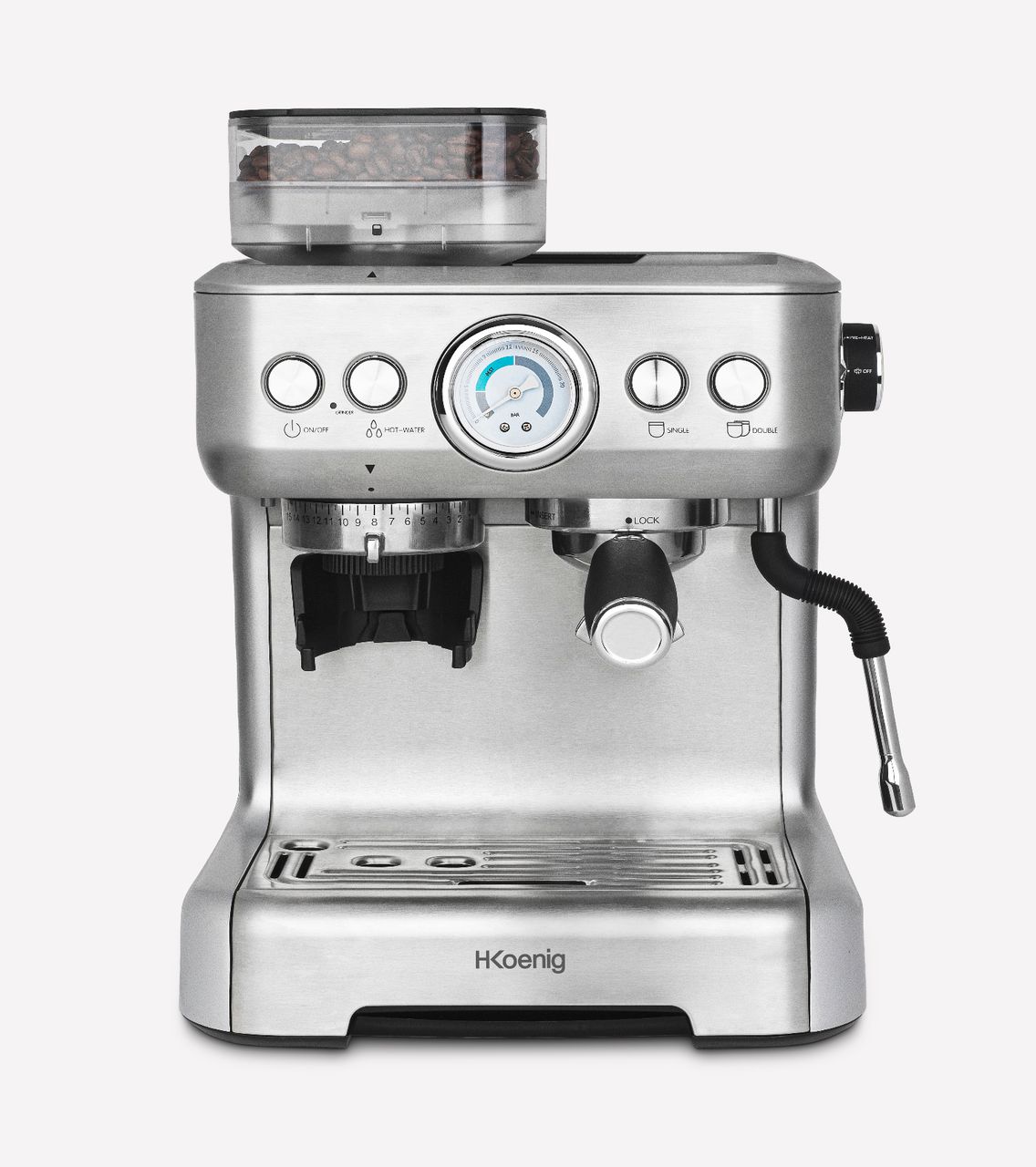 H.Koenig Espressomaschine mit 15-Stufen-Mahlwerk