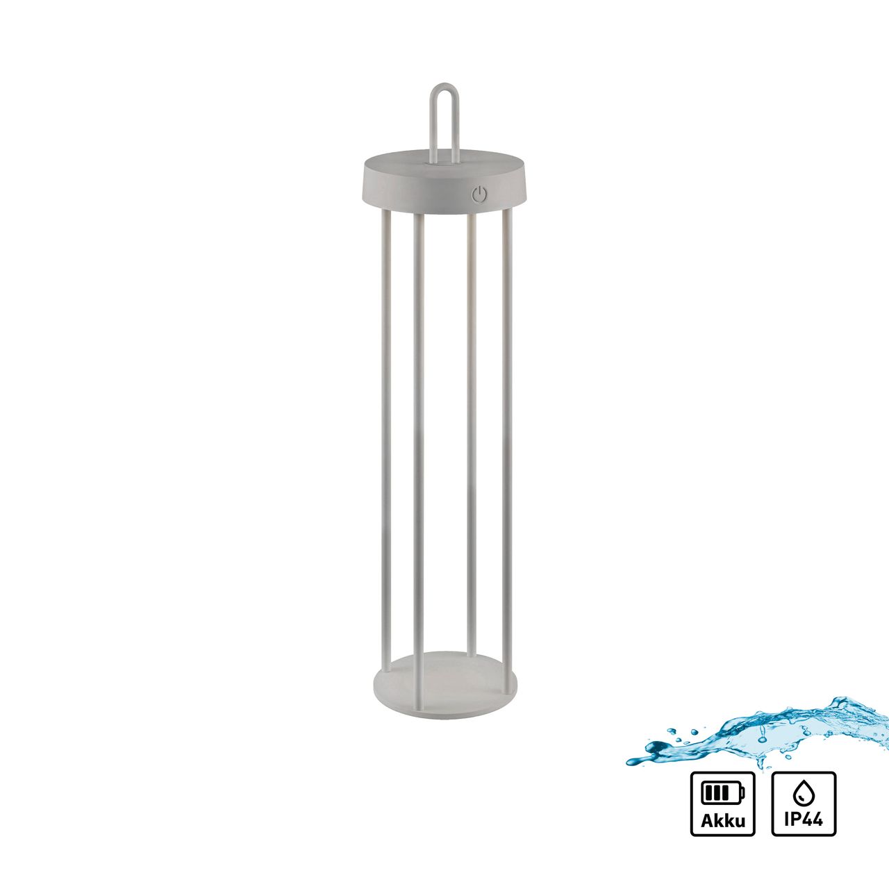 JUST LIGHT Akku Tischleuchte ANSELM, 1x LED-Board/1,50Watt/2700Kelvin, IP44, Greige