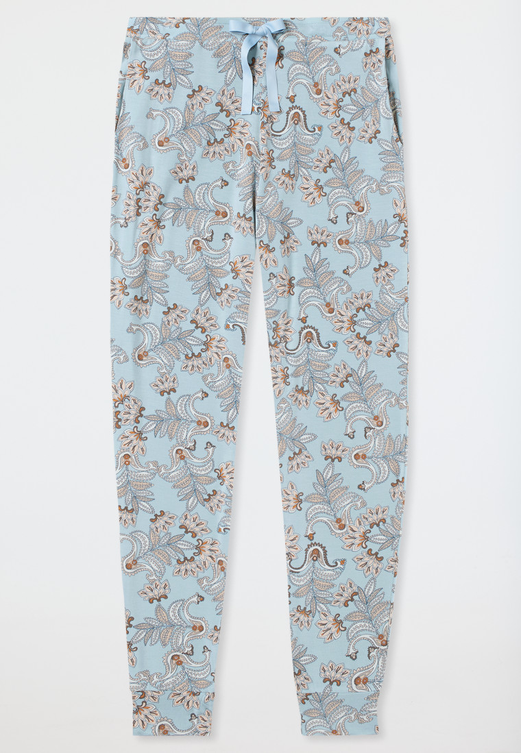 Loungehose lang Modal Bündchen bluebird gemustert - Mix+Relax