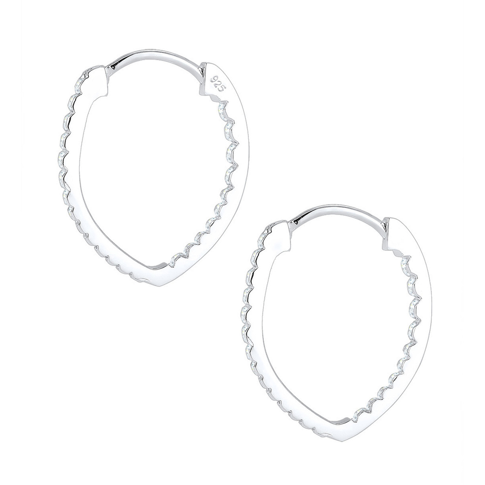 Elli Elli Boucles d'Oreilles Femmes Créoles Elegant Ovale avec Cristaux de Zirconium e Boucles d'oreilles