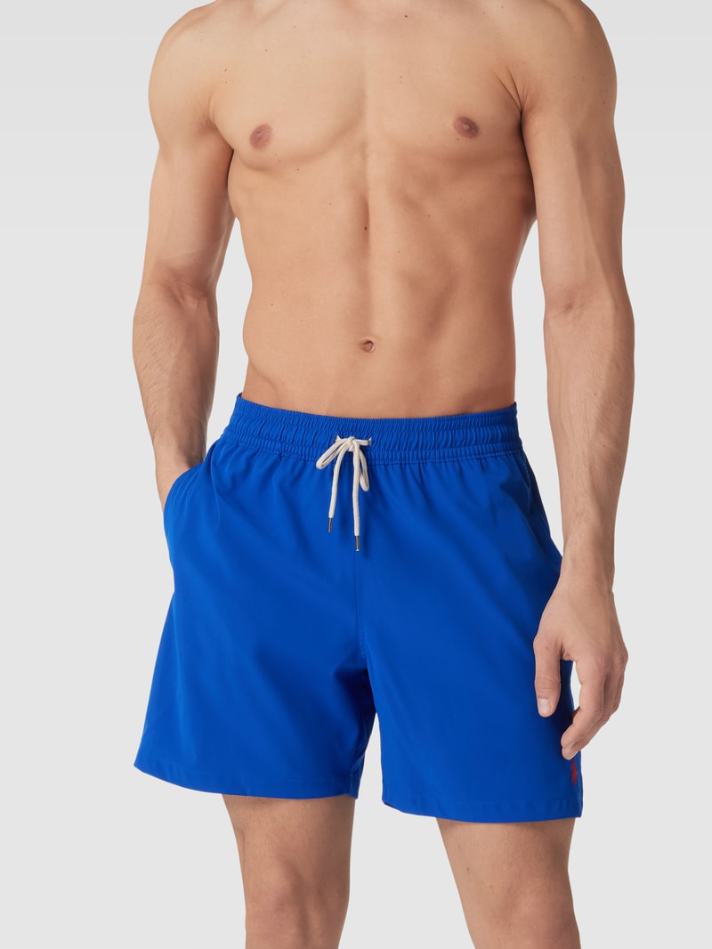 Badehose mit Logo-Stitching Modell 'TRAVELER' in royalblau