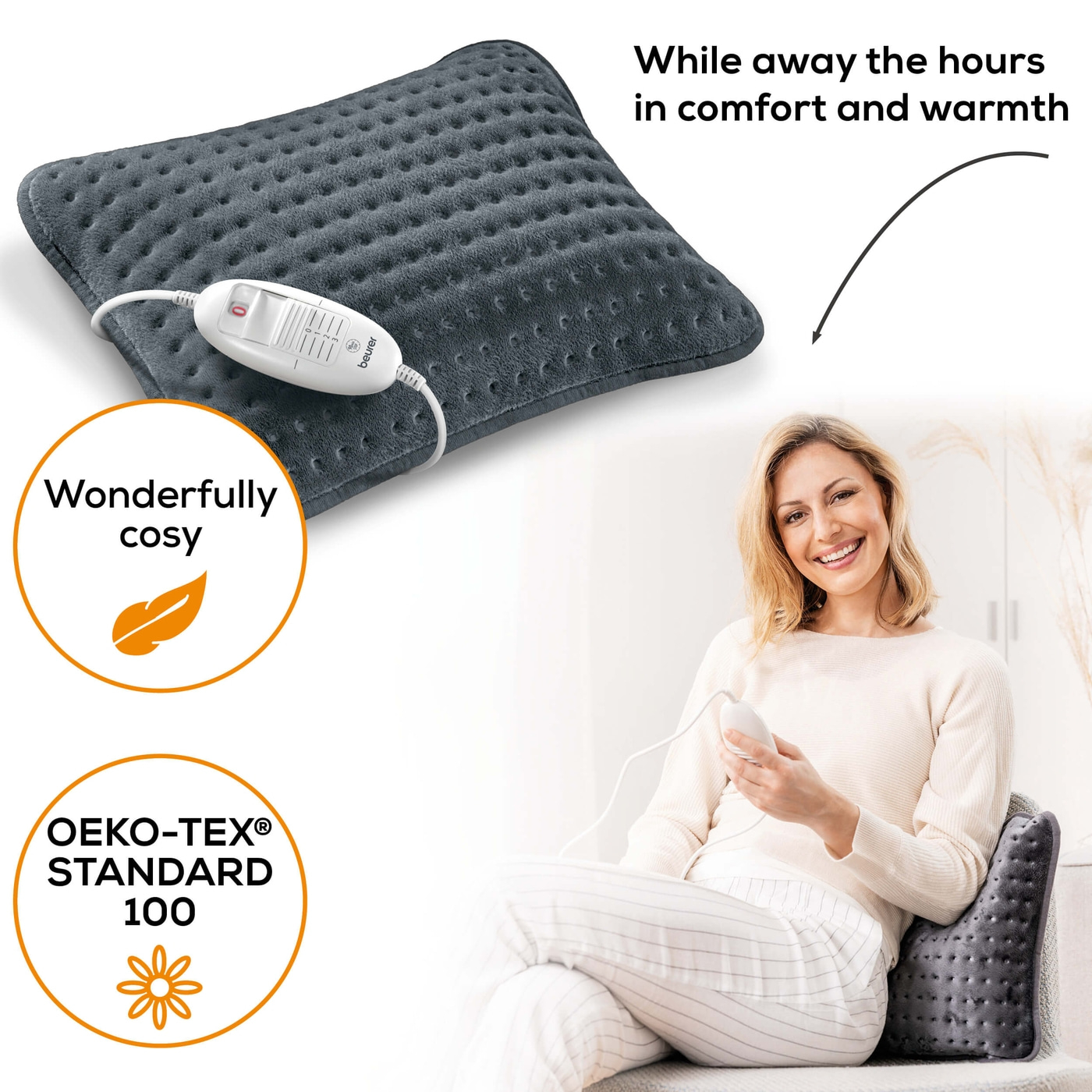 Beurer Sofa-Heizkissen - HK 48 Cosy-Gemütliches Sofakissen mit Heizfunktion