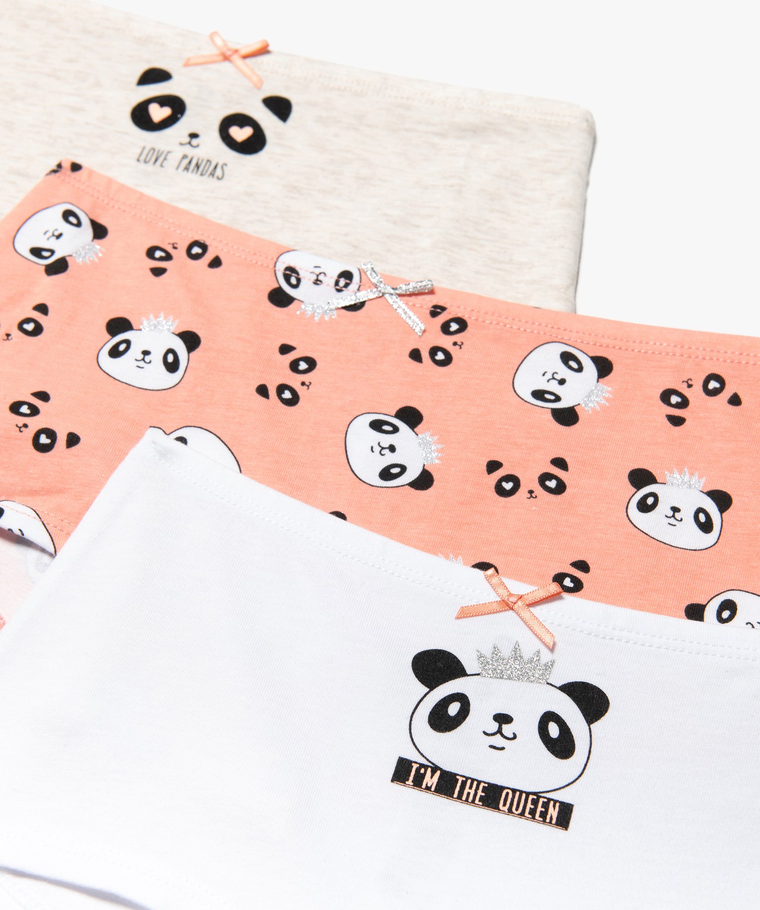 Boxers fille à motifs pandas en coton bio (lot de 3) multicolore | GEMO