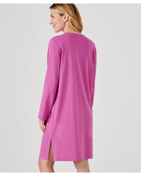 Chemise de nuit manches longues, maille jersey, 95 cm